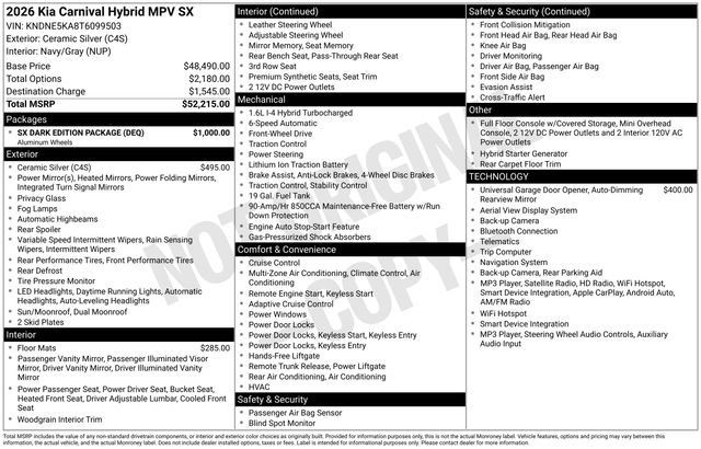 Used 2026 Kia Carnival SX w/ SX Dark Edition Package FWD image 25