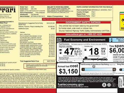 Certified 2024 Ferrari 296 GTB RWD image 46
