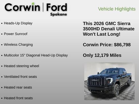 Used 2026 GMC Sierra 3500 Denali Ultimate w/ LPO, GMC Protection Package AWD/4WD image 12