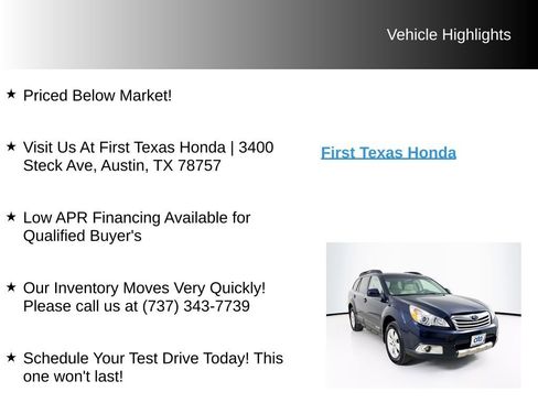 Used 2012 Subaru Outback 3.6R Limited AWD/4WD image 10