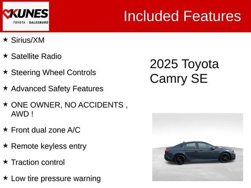 Used 2025 Toyota Camry SE w/ Convenience Package AWD/4WD image 3