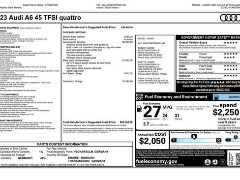 Used 2023 Audi A6 2.0T Premium w/ Convenience Package AWD/4WD image 3