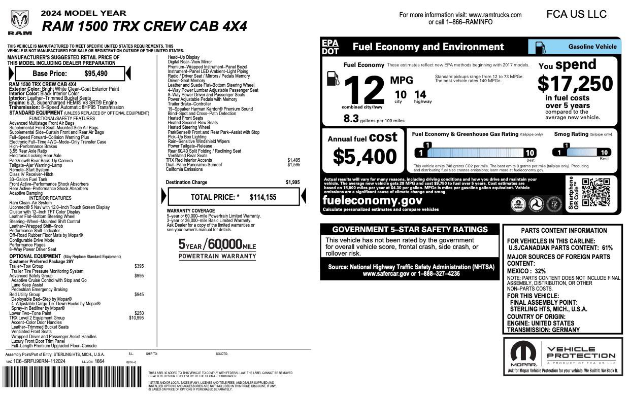 Used 2024 RAM 1500 TRX w/ TRX Level 2 Equipment Group AWD/4WD image 2