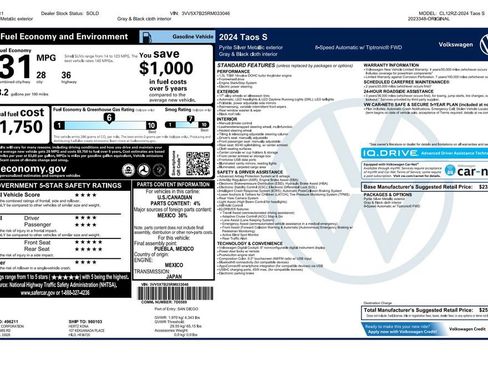 Used 2024 Volkswagen Taos S FWD image 4