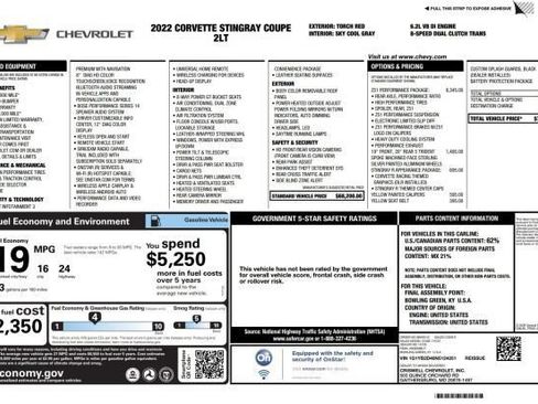 Used 2022 Chevrolet Corvette Stingray Preferred Cpe w/ Z51 Performance Package RWD image 7