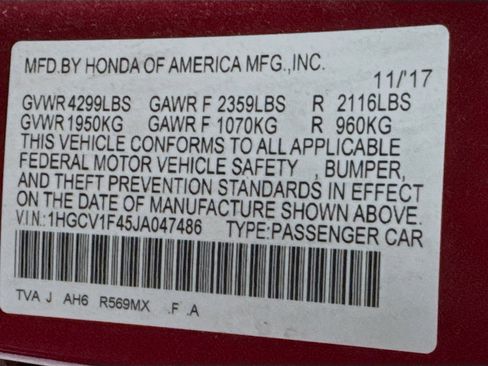 Certified 2018 Honda Accord EX image 31