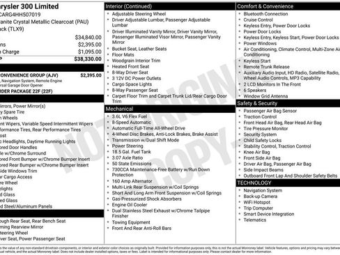 Used 2017 Chrysler 300 Limited w/ Driver Convenience Group AWD/4WD image 6