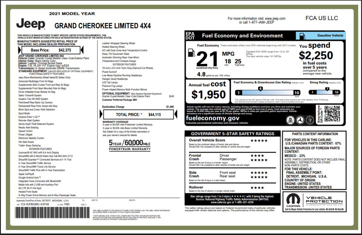 Used 2021 Jeep Grand Cherokee Limited AWD/4WD image 17