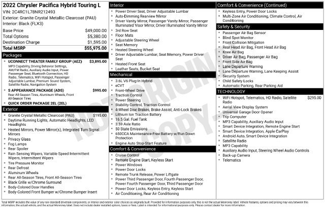 Used 2022 Chrysler Pacifica Touring-L w/ Uconnect Theater Family Group FWD image 11