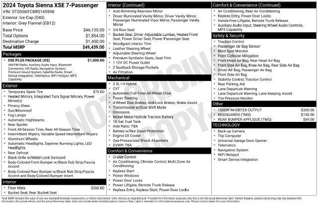 Used 2024 Toyota Sienna XSE w/ XSE Plus Package AWD/4WD image 39
