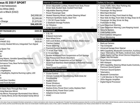 Used 2021 Lexus IS 350 F Sport w/ Accessory Package RWD image 3