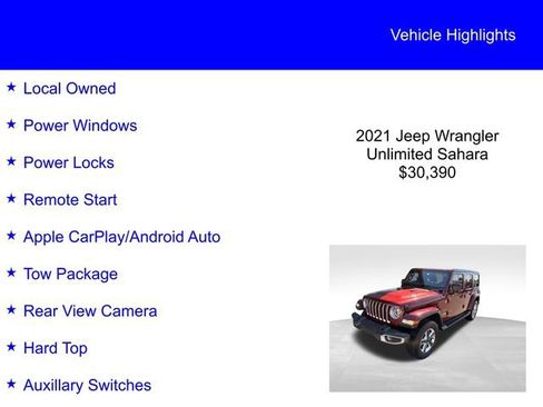 Used 2021 Jeep Wrangler Unlimited Sahara AWD/4WD image 2