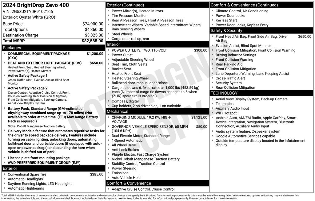 Used 2024 Chevrolet Brightdrop 400 w/ Commercial Equipment Package AWD/4WD image 2