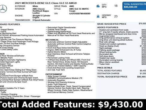 Used 2021 Mercedes-Benz GLE 53 AMG 4MATIC Coupe w/ AMG Night Package image 3