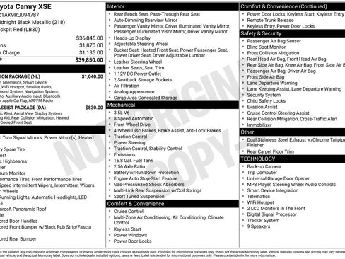 Used 2024 Toyota Camry XSE w/ Navigation Package FWD image 47