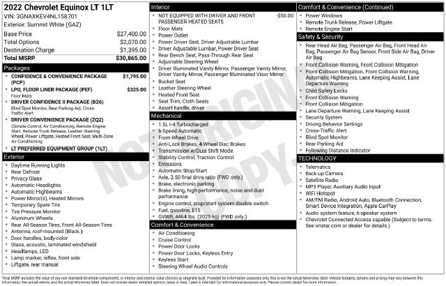 Certified 2022 Chevrolet Equinox LT FWD image 35