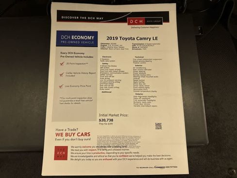 Used 2019 Toyota Camry LE w/ Convenience Package FWD image 13