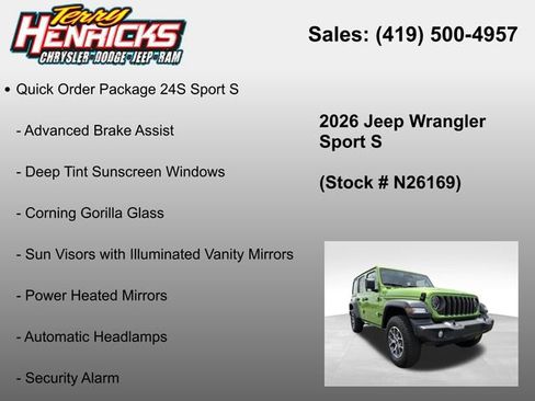 New 2026 Jeep Wrangler Unlimited Sport AWD/4WD image 12