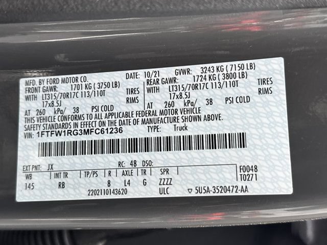 Used 2021 Ford F150 Raptor w/ Equipment Group 801A High AWD/4WD image 38