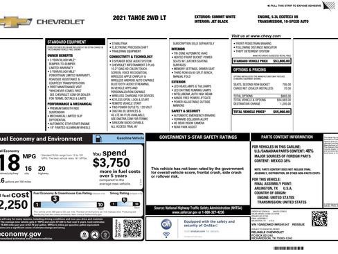Used 2021 Chevrolet Tahoe LT RWD image 3