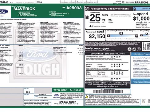 Used 2024 Ford Maverick Lariat w/ Black Appearance Package image 43