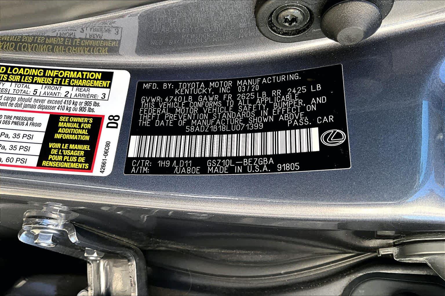 Used 2020 Lexus ES 350 w/ Premium Package FWD image 35