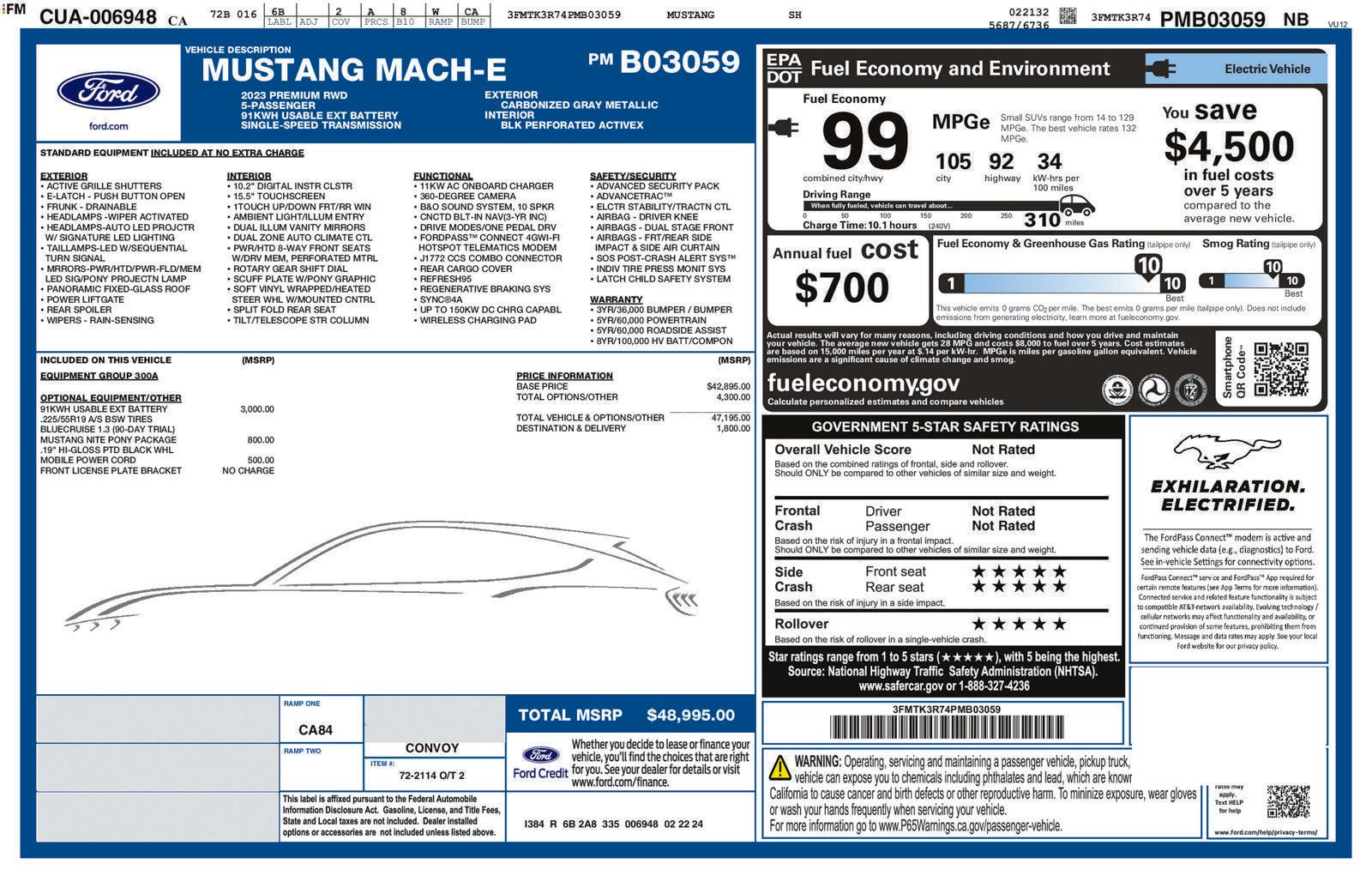 Used 2023 Ford Mustang Mach-E Premium w/ Mustang Nite Pony Package RWD image 6