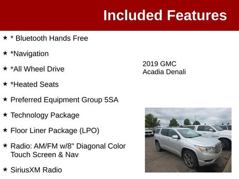 Used 2019 GMC Acadia Denali w/ Technology Package AWD/4WD image 3