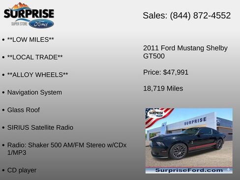 Used 2011 Ford Mustang Shelby GT500 w/ SVT Performance Pkg RWD image 12