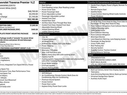 Used 2021 Chevrolet Traverse Premier w/ Redline Edition AWD/4WD image 50