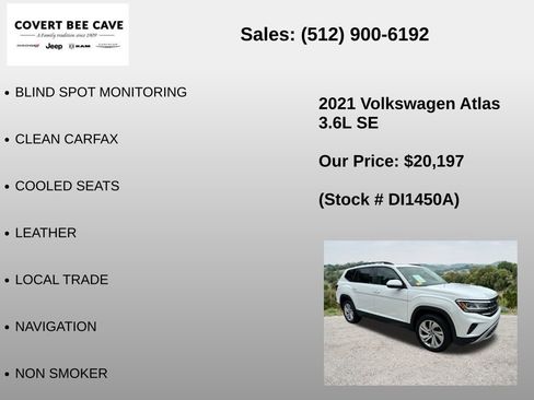 Used 2021 Volkswagen Atlas SE w/ Panoramic Sunroof Package FWD image 6