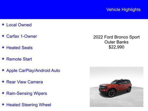 Certified 2022 Ford Bronco Sport Outer Banks AWD/4WD image 3