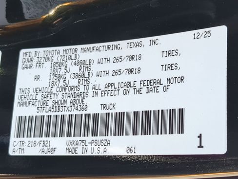 New 2026 Toyota Tundra SR5 w/ TRD Off-Road Package AWD/4WD image 21