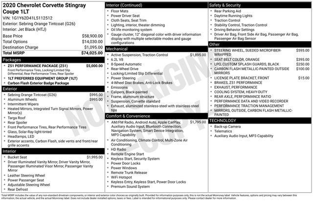 Certified 2020 Chevrolet Corvette Stingray Coupe w/ Z51 Performance Package RWD image 32