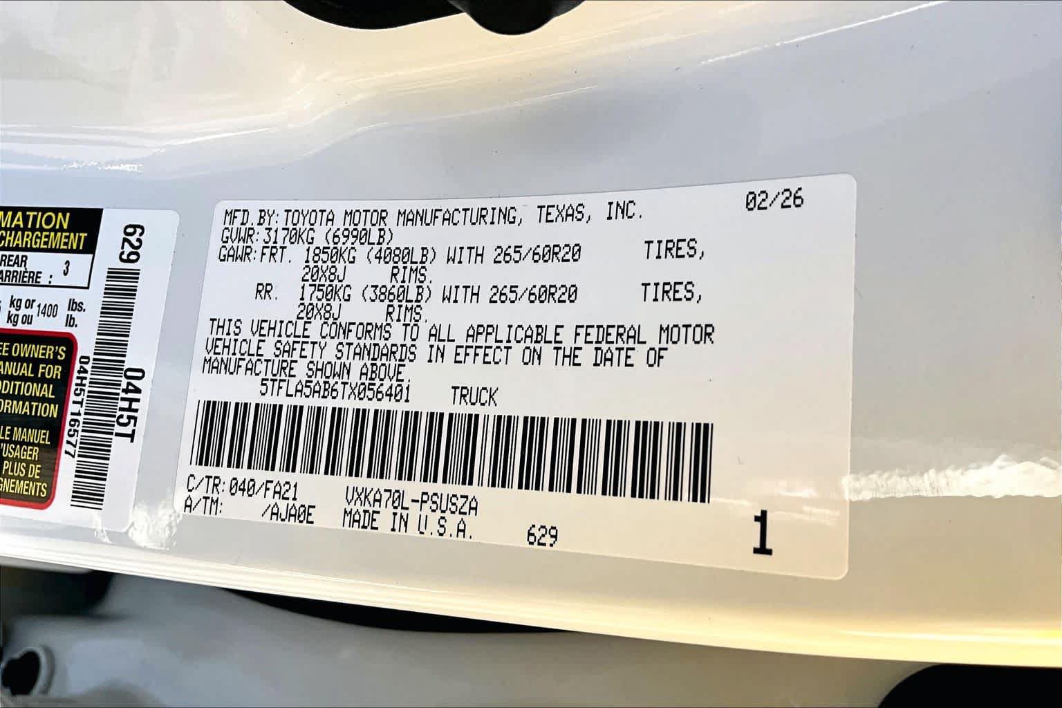 Certified 2026 Toyota Tundra SR5 w/ SX Package RWD image 33