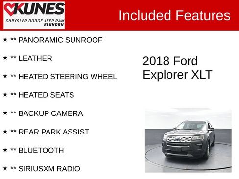 Used 2018 Ford Explorer XLT w/ Equipment Group 202A AWD/4WD image 3