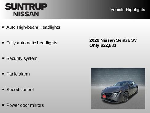 Used 2026 Nissan Sentra SV w/ Floor Mat Package FWD image 30
