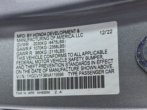 Certified 2022 Honda Accord Sport image 29