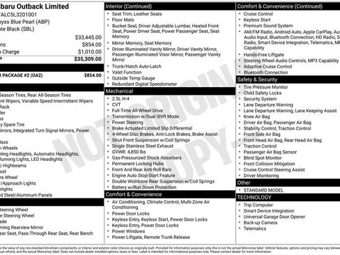 Used 2020 Subaru Outback Limited w/ Popular Package #2 image 7