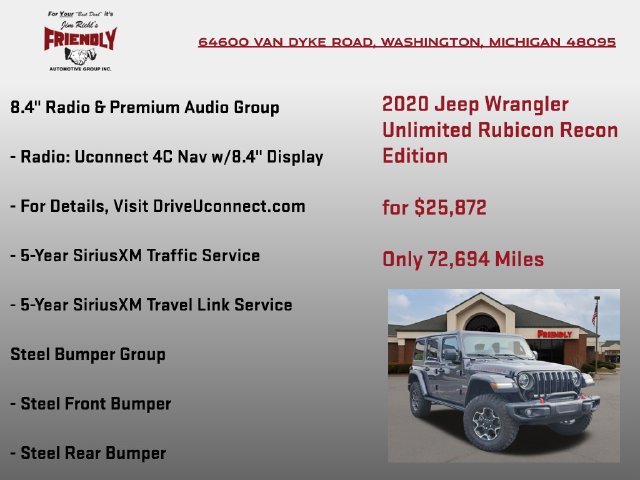 Used 2020 Jeep Wrangler Unlimited Rubicon w/ Quick Order Package 28Y Recon AWD/4WD image 30