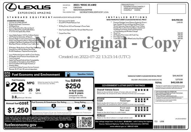 Used 2022 Lexus ES 250 w/ Premium Package AWD/4WD image 4
