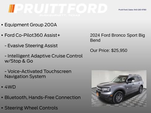 Used 2024 Ford Bronco Sport Big Bend w/ Convenience Package AWD/4WD image 7