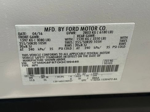 Used 2016 Ford Explorer Limited w/ Equipment Group 301A AWD/4WD image 37