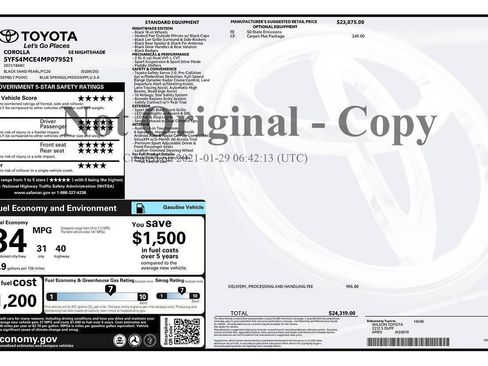Used 2021 Toyota Corolla SE w/ Carpet Mat Package (TMS) FWD image 2