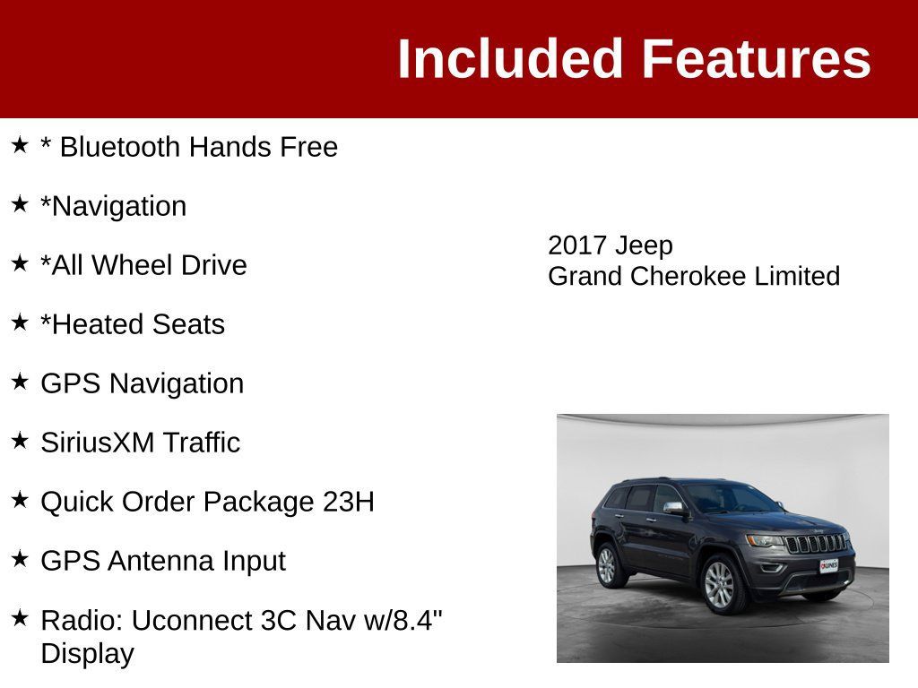Used 2017 Jeep Grand Cherokee Limited AWD/4WD image 3