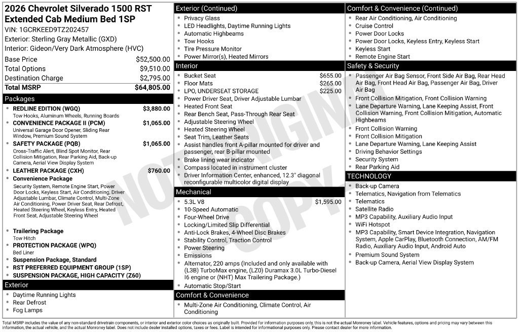 Used 2026 Chevrolet Silverado 1500 RST w/ Redline Edition AWD/4WD image 2