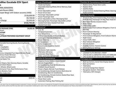 Certified 2025 Cadillac Escalade ESV Sport Platinum w/ LPO, ONYX Package image 36