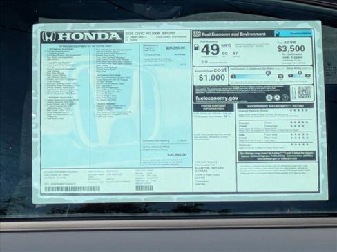 New 2026 Honda Civic FWD Hybrid Sedan image 17