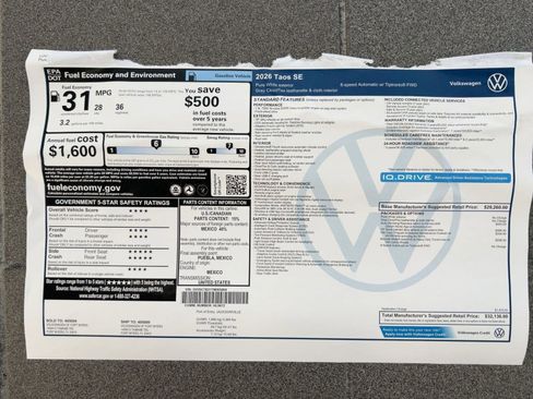 New 2026 Volkswagen Taos SE image 33