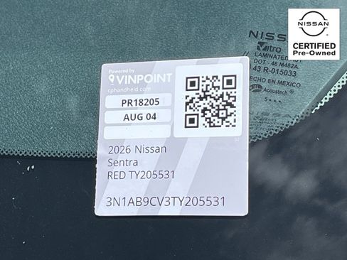 Certified 2026 Nissan Sentra SV w/ Floor Mat Package FWD image 32